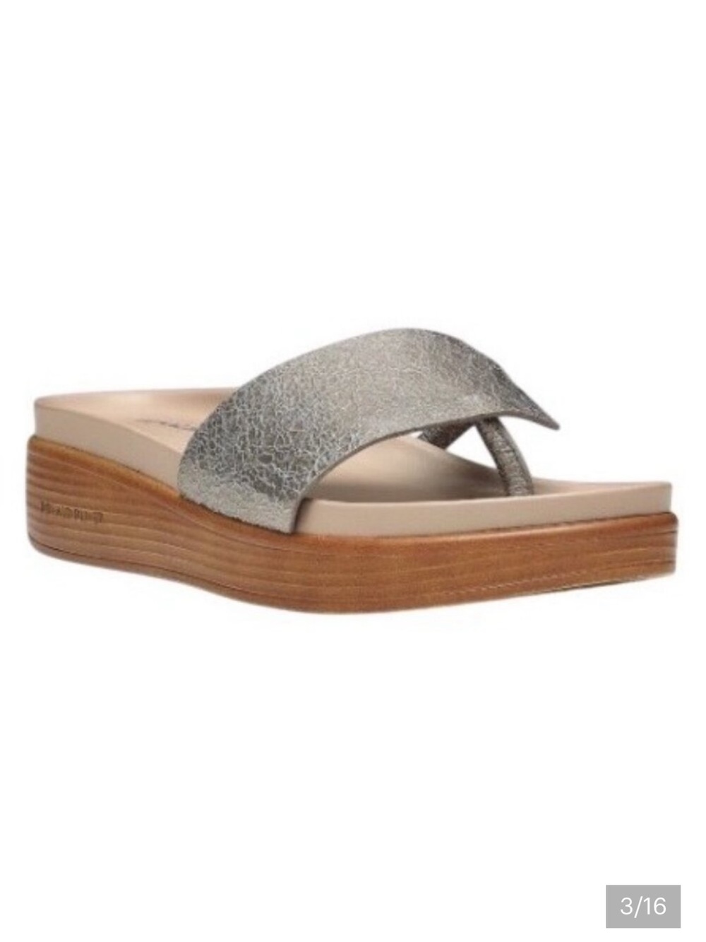Donald J. Pliner FIFI light taupe pebbled Metallic Slide Sandals, new in box